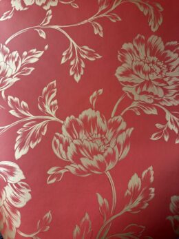 rood bloemenbehang goud