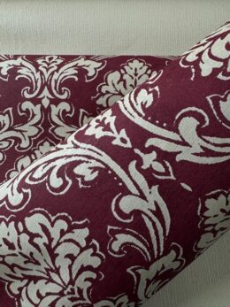 Barok damast behang bordeaux rood crème 30504-5A klassiek patroon