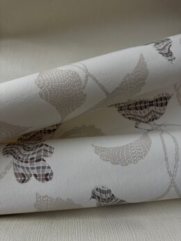 Vogels en bladeren behang taupe Rasch 721744 natuurdesign