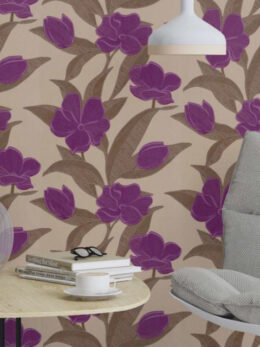 Paars bloemen behang Rasch vliesbehang