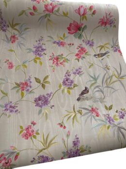 A.S. Creation bloemen en vogels behang beige multicolor romantisch vliesbehang detail