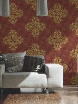 Bordeaux rood barok behang met goud 106 cm breed AS Creation