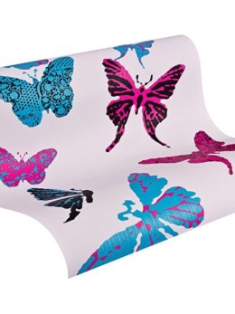 Alternative view of Kinderkamer behang vlinders blauw roze – AS Creation Boys & Girls