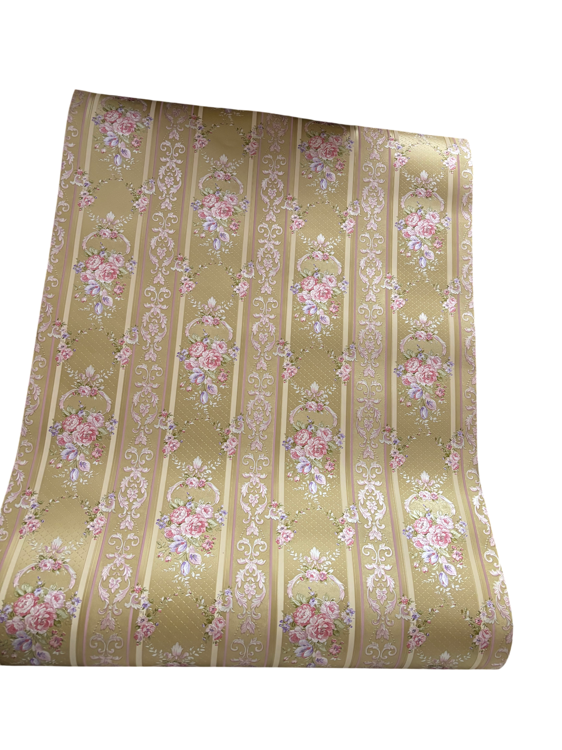 romantisch bloemen behang roze goud strepen 95504-5